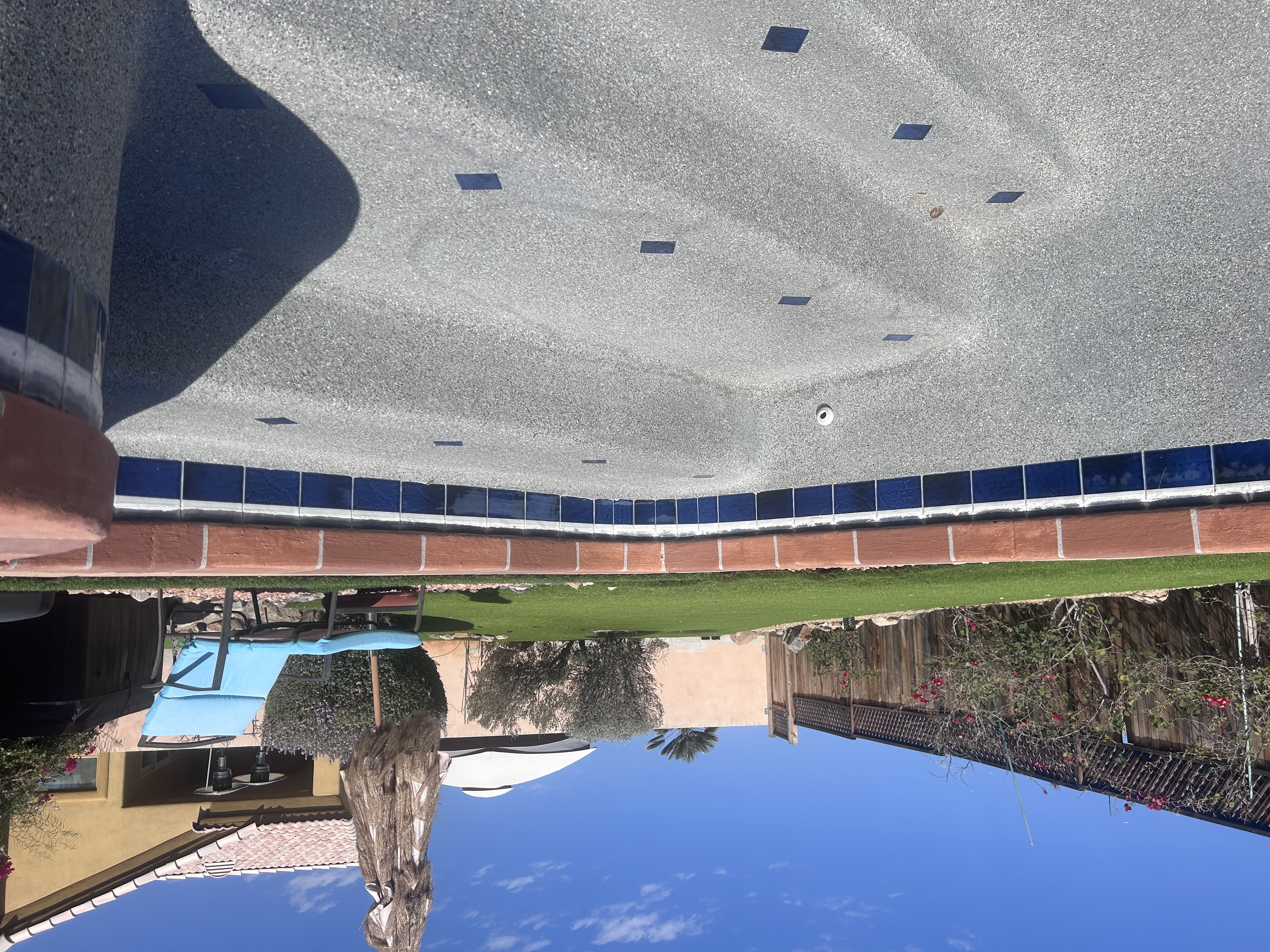 Pool tile cleaning — before